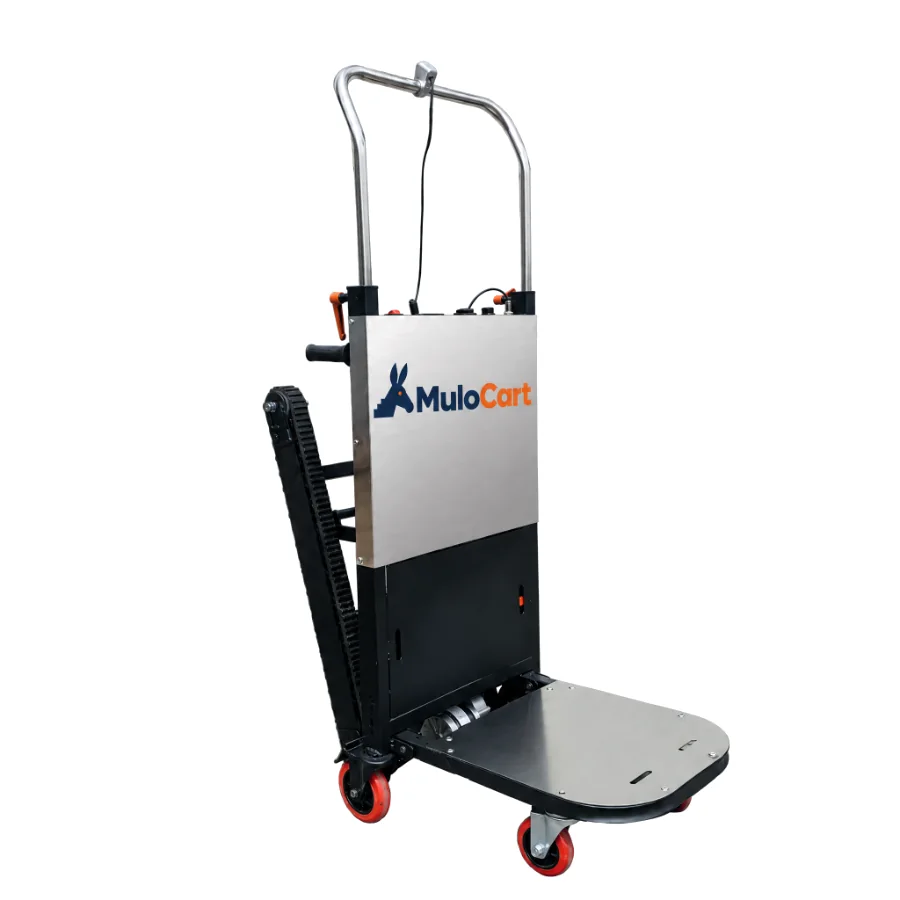 MuloCart powered stair climber with crawler tracks and load platform, unloaded